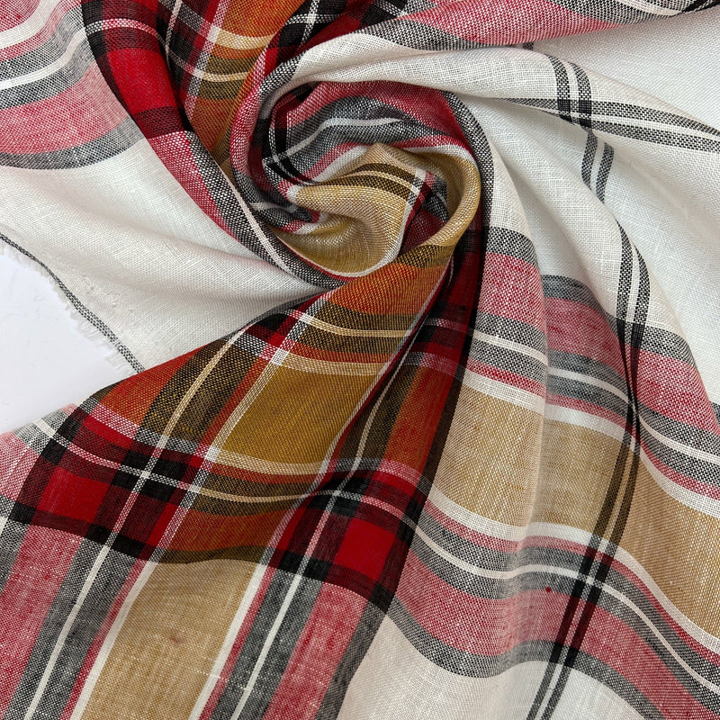 Linen Checked Woven Fabric