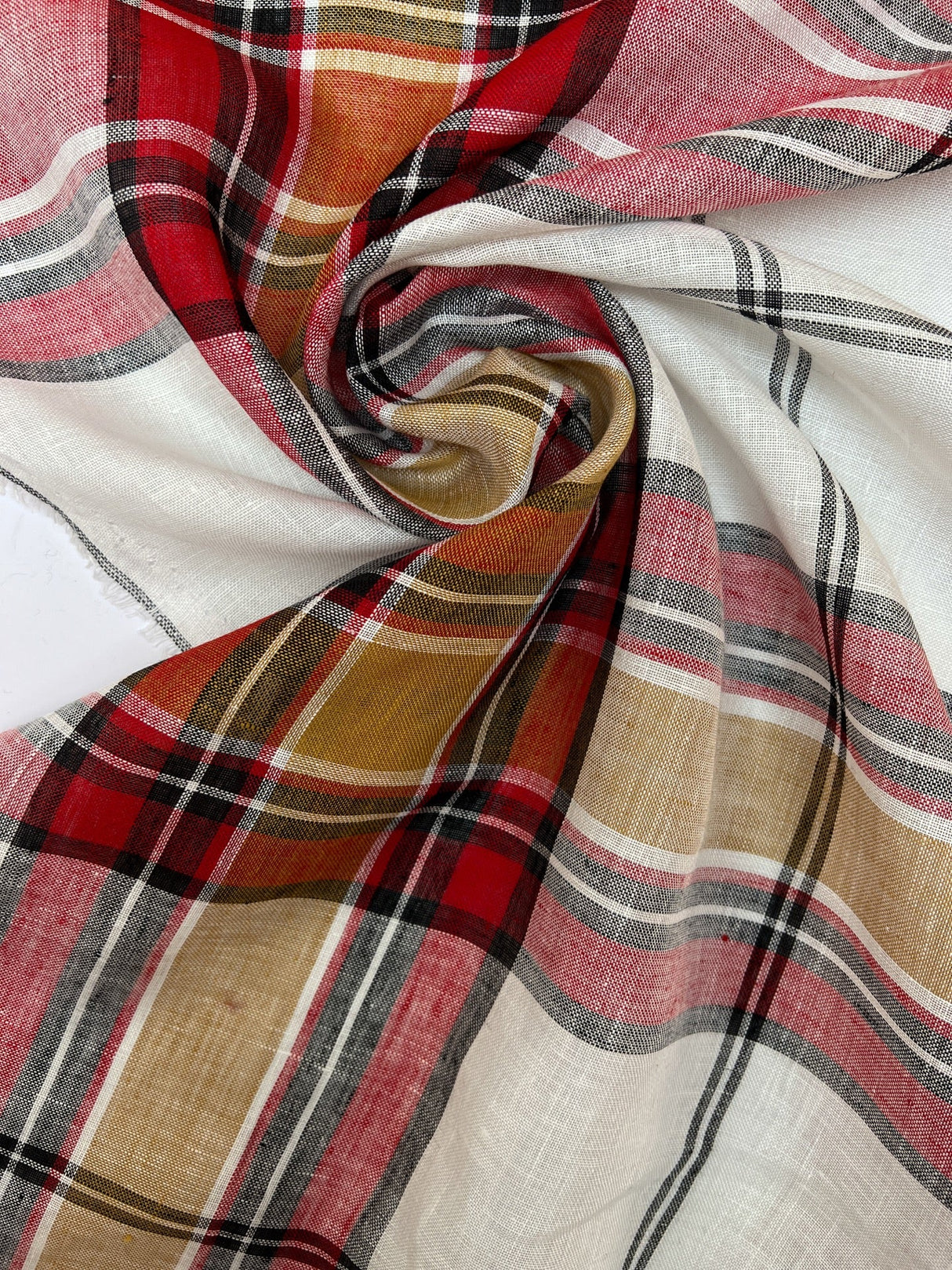 Linen Checked Woven Fabric