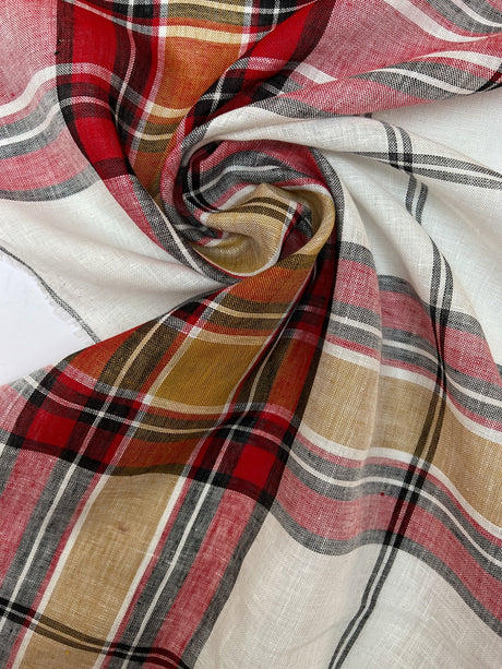 Linen Checked Woven Fabric