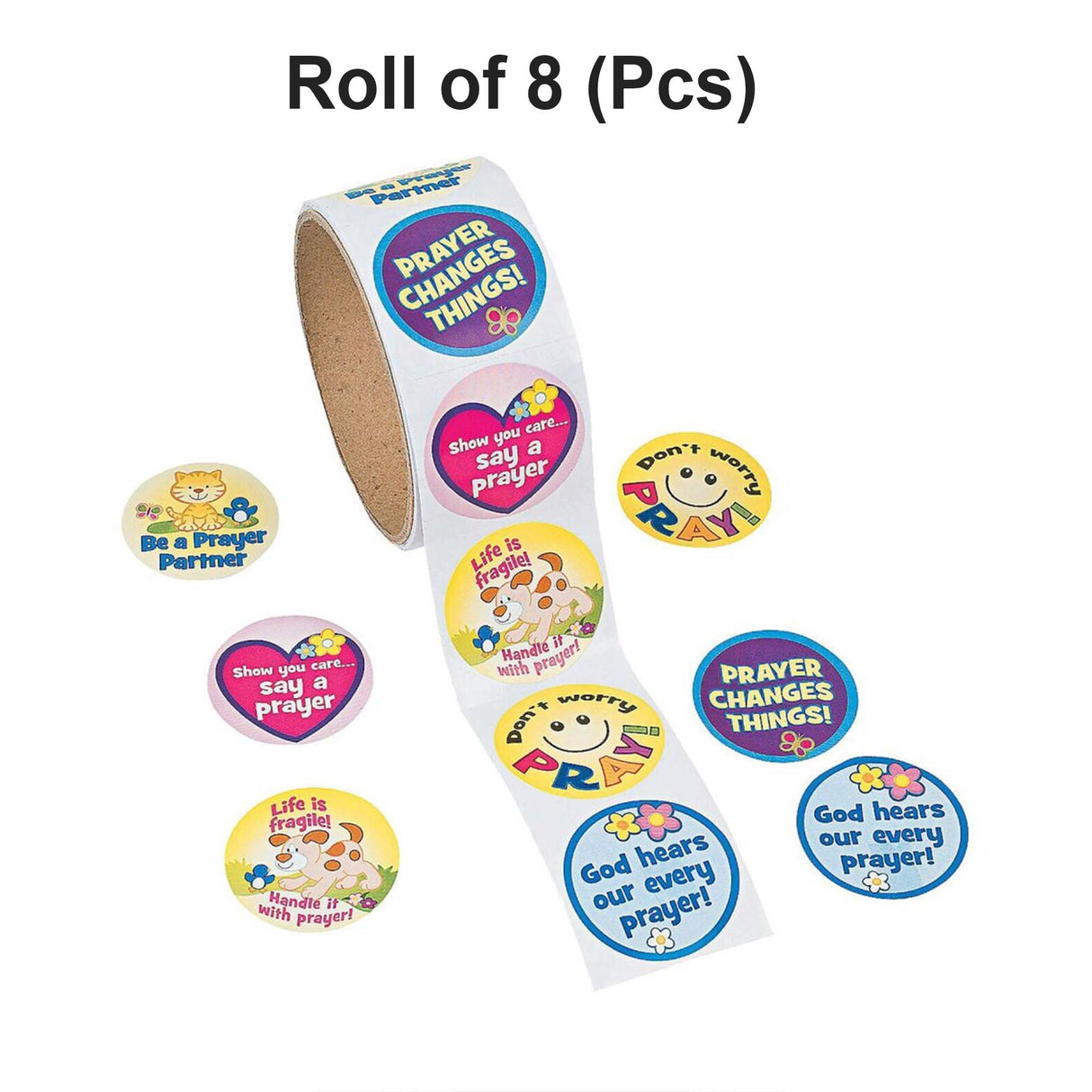 Religious Prayer Stickers Roll Vibrant stickers that add personality 11/2 inches