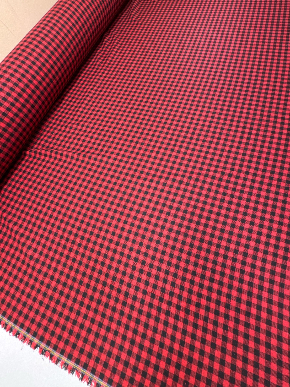 Cotton Flannel Checked Red Black