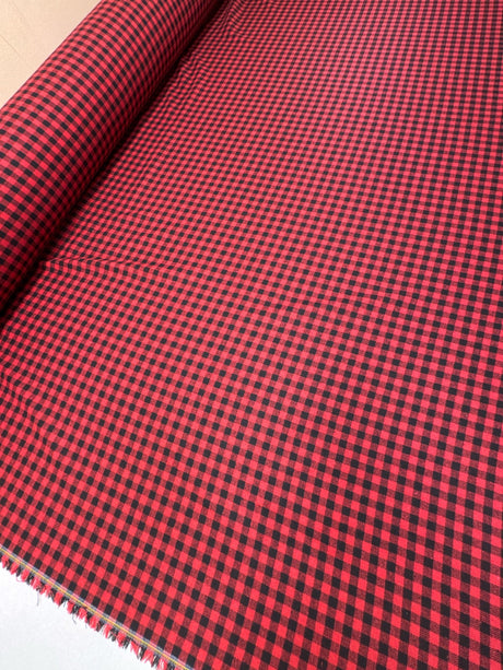 Cotton Flannel Checked Red Black