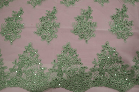 Camilla Embroidery Polyester Fabric - Flower Embroidery With Sequins, Sheer Bridal Lace, 52" Width (1 Yard)