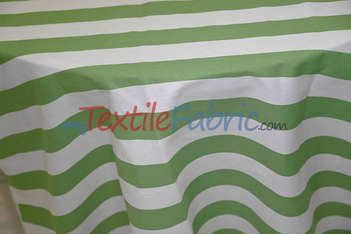 10 Oz 100% Cotton Canvas 2" Stripe Fabric - Multiple Colors, 60" Wide (1 Yard)