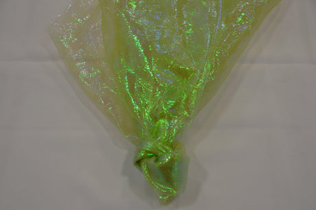 Crush Iridescent Pearl Organza Polyester Fabric - Sheer Crushed Holographic, 38/40" Width (1 Yard)