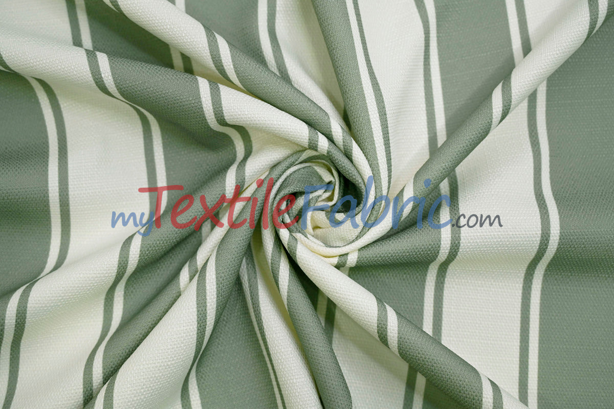 Rustic Linen Stripe Polyester Fabric - Yarn-Dyed Horizontal Stripes, 56/58" Width (1 Yard)