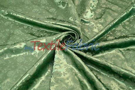 Satin Jacquard Satin Flower Brocade Polyester Fabric - Tone On Tone Floral Brocade, 60" Wide (65 Yards)