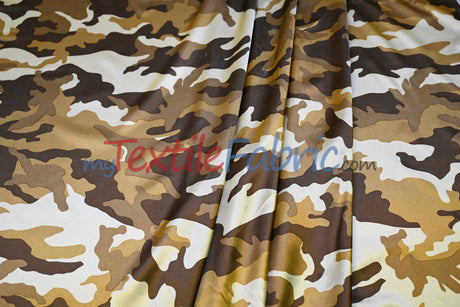 Army Camouflage Satin Print Polyester Fabric - Hunter Green Camouflage, 58/60" Width (1 Yard)