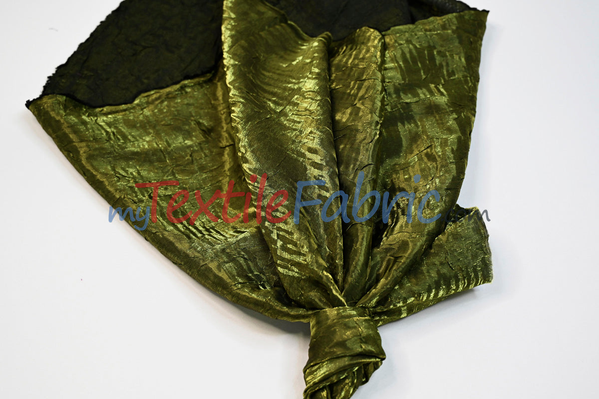 Iridescent Crush Shimmer Rayon Polyester Fabric - Iridescent Two-Tone Crushed Shimmer, 52/54" Width, Multiple Colors (Yards & Bolts)