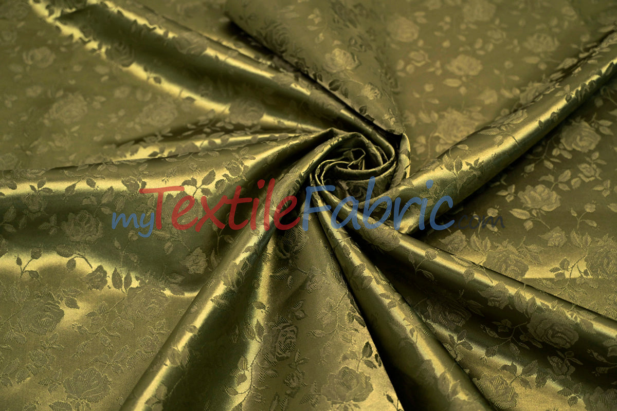 Satin Jacquard Satin Flower Brocade Polyester Fabric - Tone On Tone Floral Brocade, 60" Wide (65 Yards)
