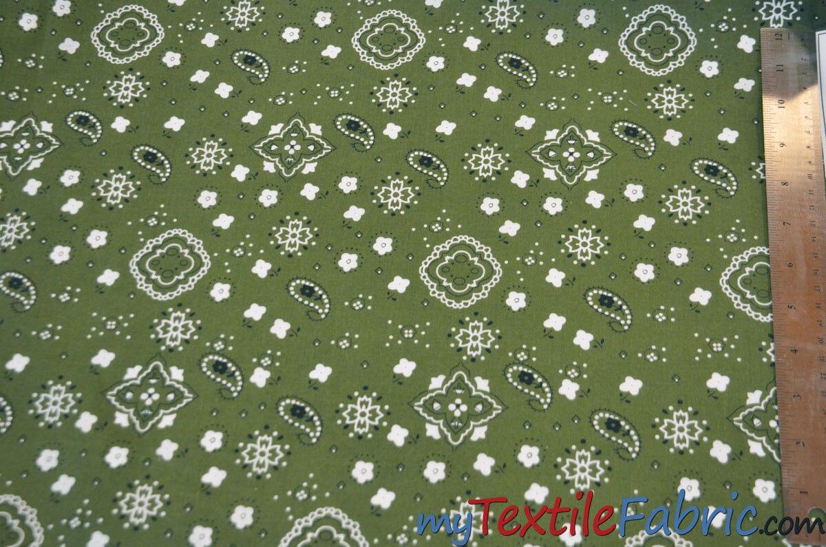 Bandana Cotton Print Polyester Cotton Broadcloth Fabric - Multiple Colors, 58/60" Width (1 Yard)