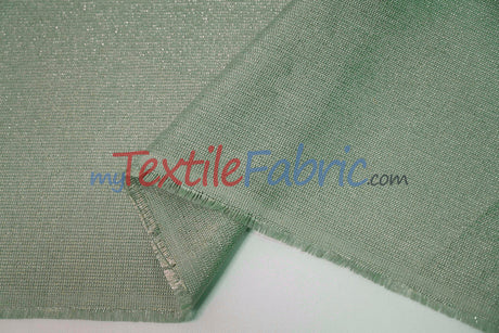 Metallic Vintage Linen Polyester Fabric - Imitation Burlap, Metallic Foil Vein, 58/60" Width (1 Yard)