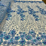 Beaded 3D Floral Lace Fabric 52" Wide