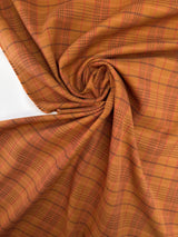 Cotton Basket Weave Checked Orange Fabric