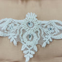Beaded Lace Applique Embroidered on 100% Polyester Net Mesh 16" x 3.5"