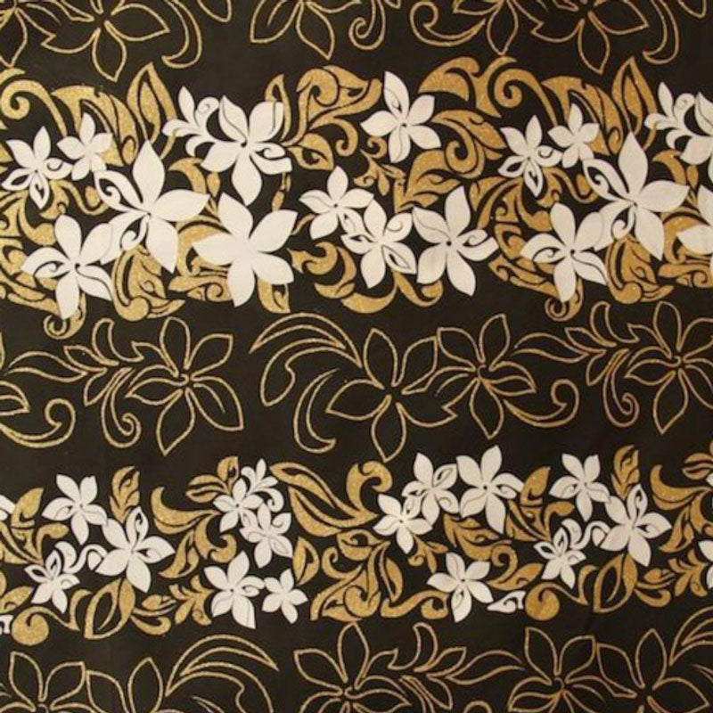Tiare Garden Glitter Polyester Fabric - Floral Plumeria Design, 60" Width (1 Yard)