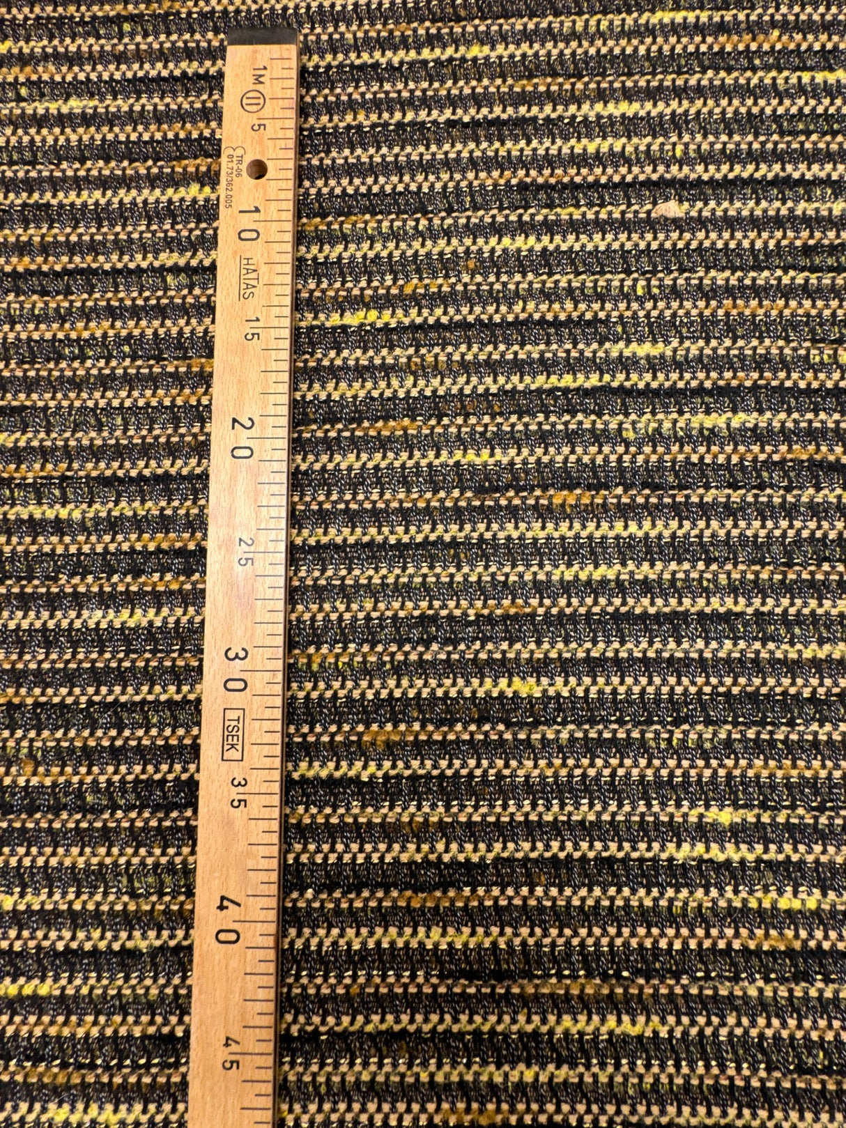 Cotton Tweed Striped Green-Beige with Wool and Lurex