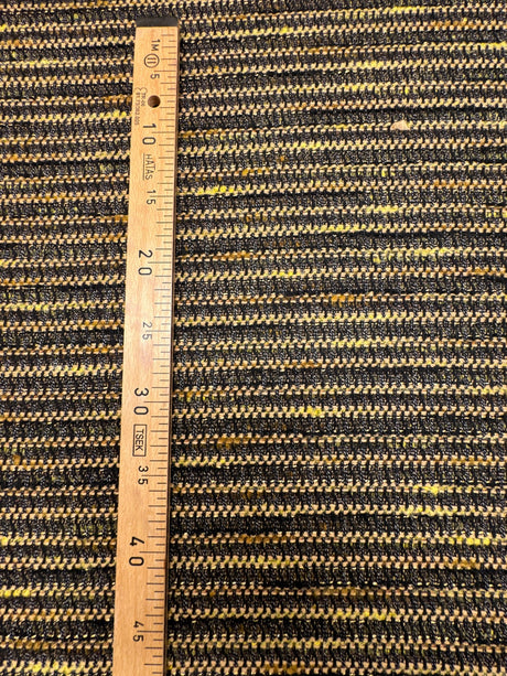 Cotton Tweed Striped Green-Beige with Wool and Lurex