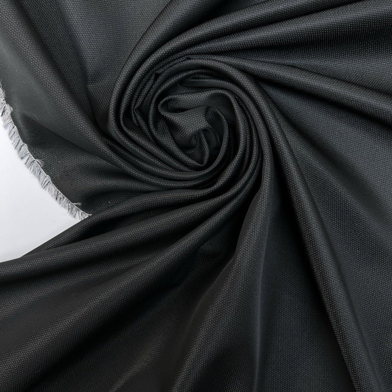 Black Jacquard Wool Blend Fabric