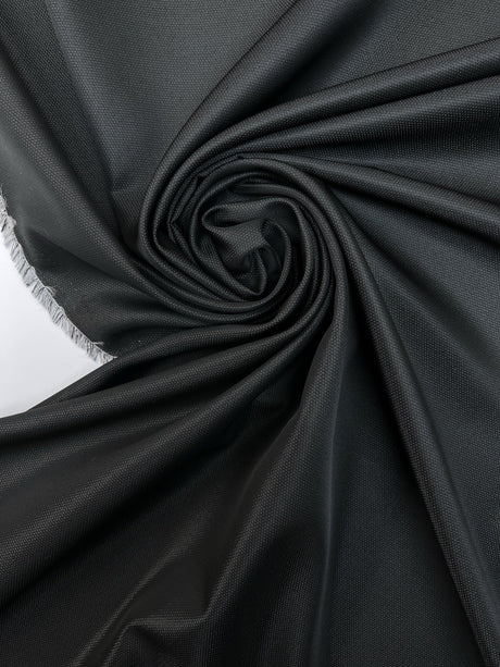 Black Jacquard Wool Blend Fabric