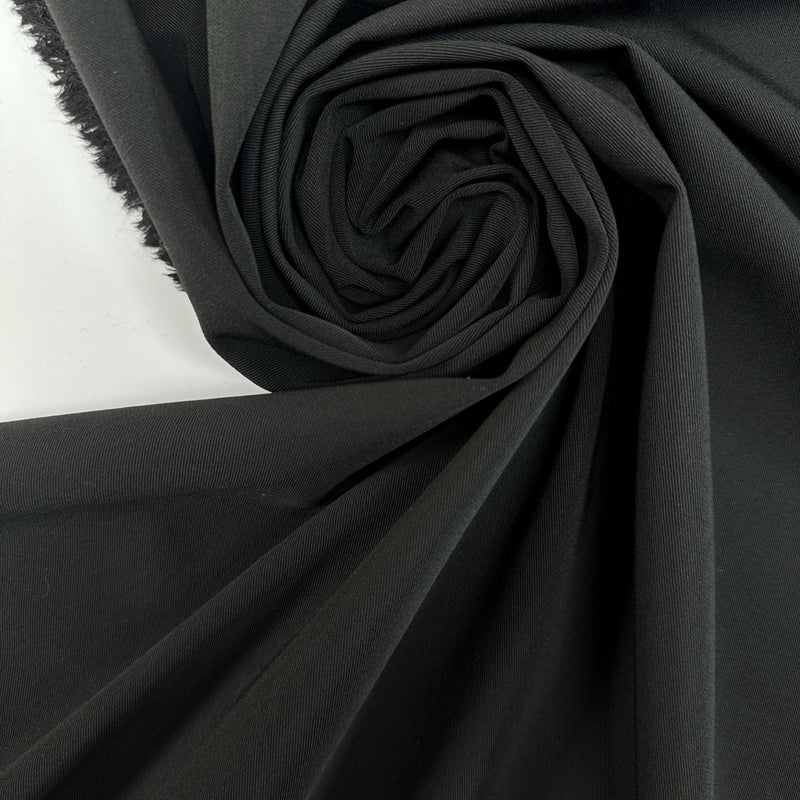 Black Polyester Viscose Elastane Twill