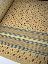 Acrylic Knitted Fabric Beige Blue Printed Lightweight Stretch