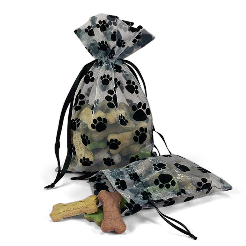 Paw Print Organza Bags 4 '' x 6 '' 12 EACH / PACKAGE