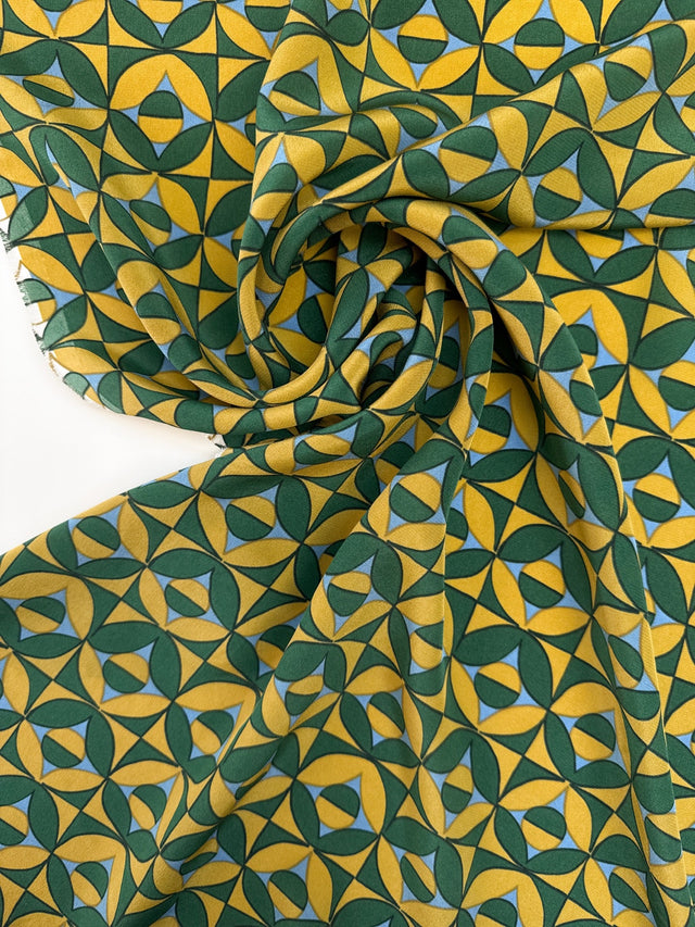 Silk Crepe Multicolour Printed Fabric
