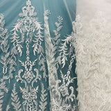 1 Yard 51 Inch Beaded Lace Fabric Embroidered on 100% Polyester Net Mesh