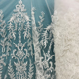 Beaded Lace Fabric on Polyester Net Mesh