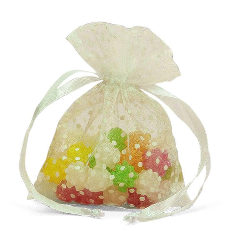 Polka Dot Organza Bags 6 '' x 9 '' White Color 30 EACH / PACKAGE