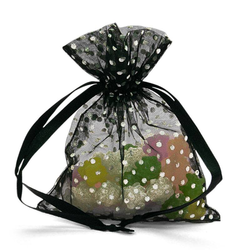 Polka Dot Organza Bags 3 '' x 4 '' Black Color 30 EACH / PACKAGE