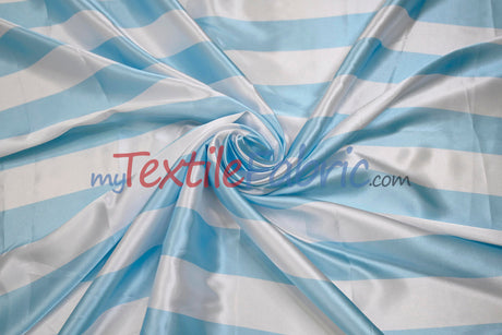Stripe Satin Charmeuse Polyester Fabric - 2" Stripe, Multiple Colors, 58/60" Width (1 Yard)