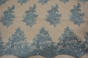 Camilla Embroidery Polyester Fabric - Flower Embroidery With Sequins, Sheer Bridal Lace, 52" Width (1 Yard)