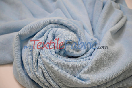 Microfiber Towel Fabric - 80% Polyester 20% Polyamide, Ultra-Soft, Absorbent, White, Baby Blue, 60" Width (By The Yard)