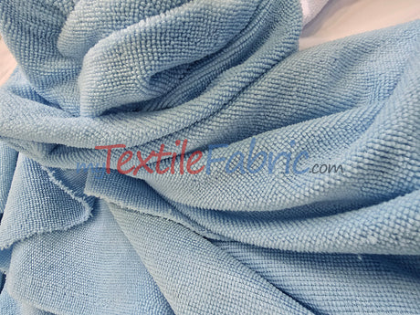 Microfiber Towel Fabric - 80% Polyester 20% Polyamide, Ultra-Soft, Absorbent, White, Baby Blue, 60" Width (By The Yard)