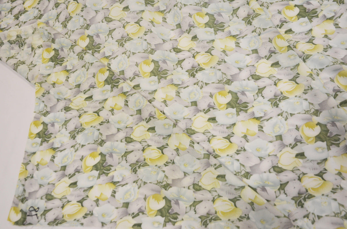 Spring Floral Rayon Challis Fabric - Floral Print, 58/60" Width (By The Continuous Yard)