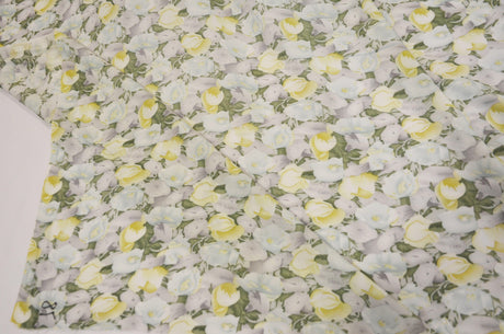 Spring Floral Rayon Challis Fabric - Floral Print, 58/60" Width (By The Continuous Yard)