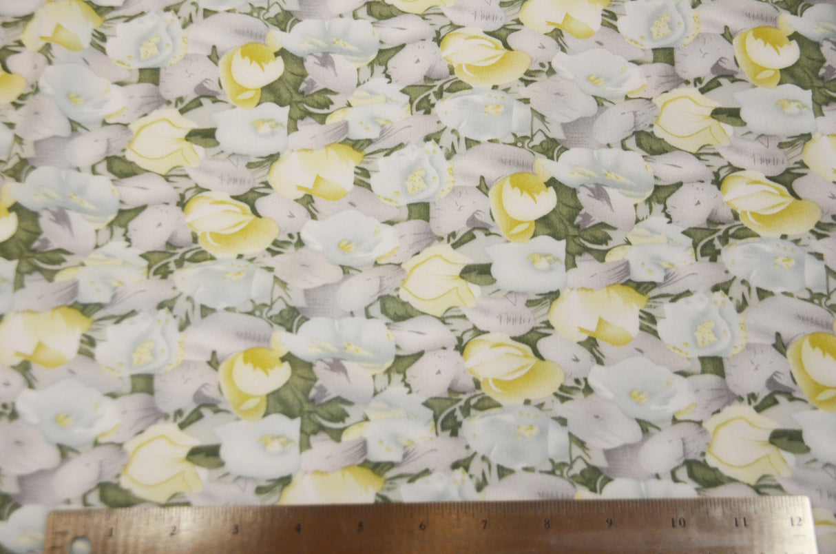 Spring Floral Rayon Challis Fabric - Floral Print, 58/60" Width (By The Continuous Yard)