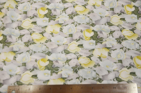 Spring Floral Rayon Challis Fabric - Floral Print, 58/60" Width (By The Continuous Yard)