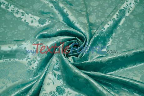 Satin Jacquard Satin Flower Brocade Polyester Fabric - Tone On Tone Floral Brocade, 60" Wide (65 Yards)