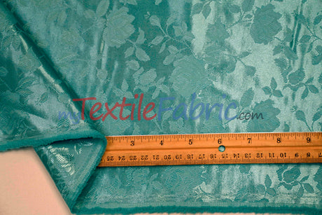 Satin Flower Brocade Polyester Fabric - Tone On Tone Embossed Floral, 58/60" Width (1 Yard)