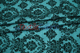 Damask Flocking Taffeta Fabric - Flocking Velvet Damask, 58/60" Width (1 Yard)