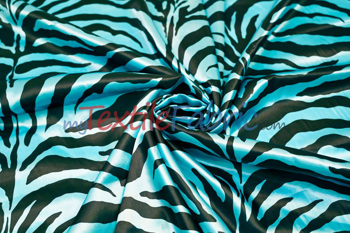 Zebra Charmeuse Satin Fabric - Zebra Print, 58/60" Width, Multiple Colors (1 Yard)