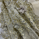 Beaded 3D Floral Lace Mesh