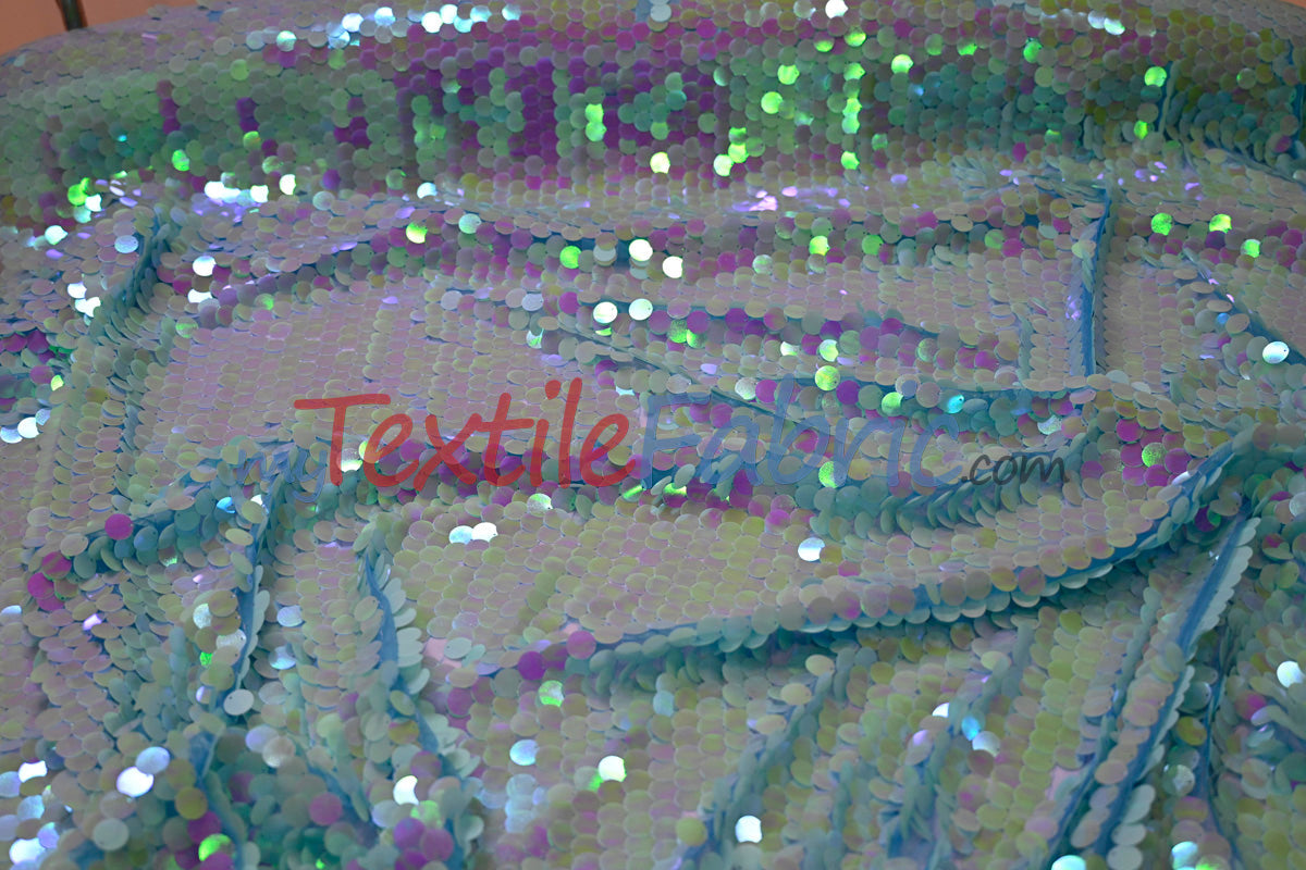 Fish Scale Paillette Sequins Polyester Fabric - 9Mm Sequins, 54" Width, Multiple Colors (1 Yard)