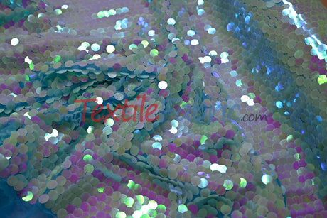 Fish Scale Paillette Sequins Polyester Fabric - 9Mm Sequins, 54" Width, Multiple Colors (1 Yard)
