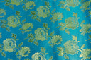 Oriental Metallic Flower Brocade Polyester Fabric - Metallic Brocade, 58" Wide (1 Yard)
