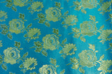 Oriental Metallic Flower Brocade Polyester Fabric - Metallic Brocade, 58" Wide (1 Yard)