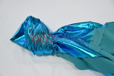 Metallic Foil Spandex Lame Spandex Fabric - All Over Foil, 60" Width (1 Yard)